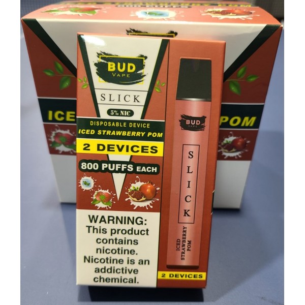 Bud Vape Slick [2 pack] - 1600 puffs - Iced Strawberry Pomegranate