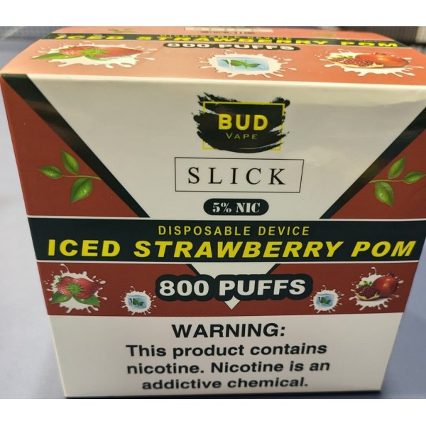 Bud Vape Slick [2 pack] - 1600 puffs - Iced Strawberry Pomegranate