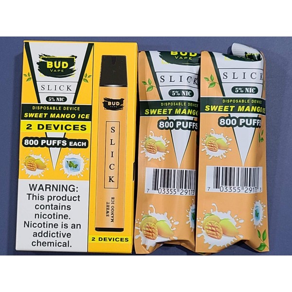 Bud Vape Slick [2 pack] - 1600 puffs - Sweet Mango Ice